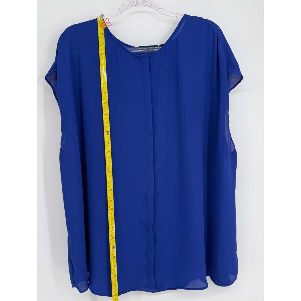 Apt 9 Womens Royal Blue Chiffon Short Sleeve Pleated Front Blouse Top Plus Sz 2X - Picture 2 of 10